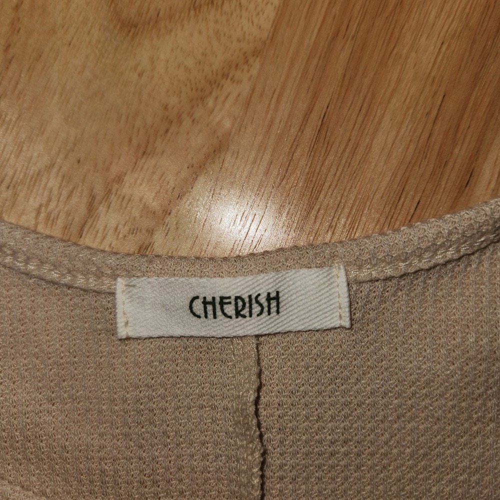 Cherish Women's‎ Oversized Waffle Knit Top Beige Dolman Sleeve Tunic M - Picture 3 of 6